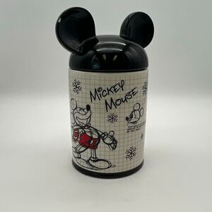 DISNEY Mickey Mouse Ceramic Cookie Jar Canister Black White Red Sketchbook Ears
